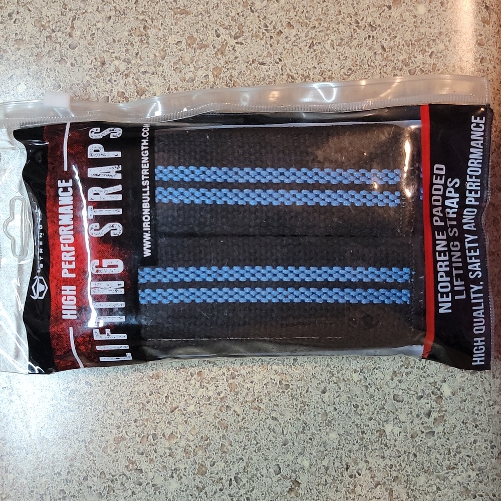 Weight Lifting Straps One Size Black/Cyan Iron Bull